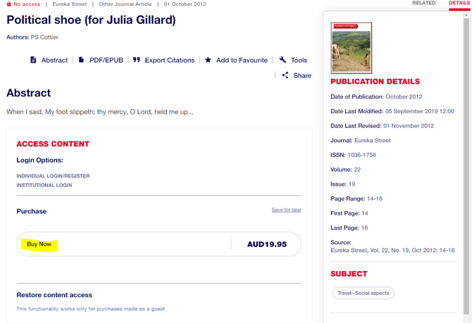 Purchasing articles